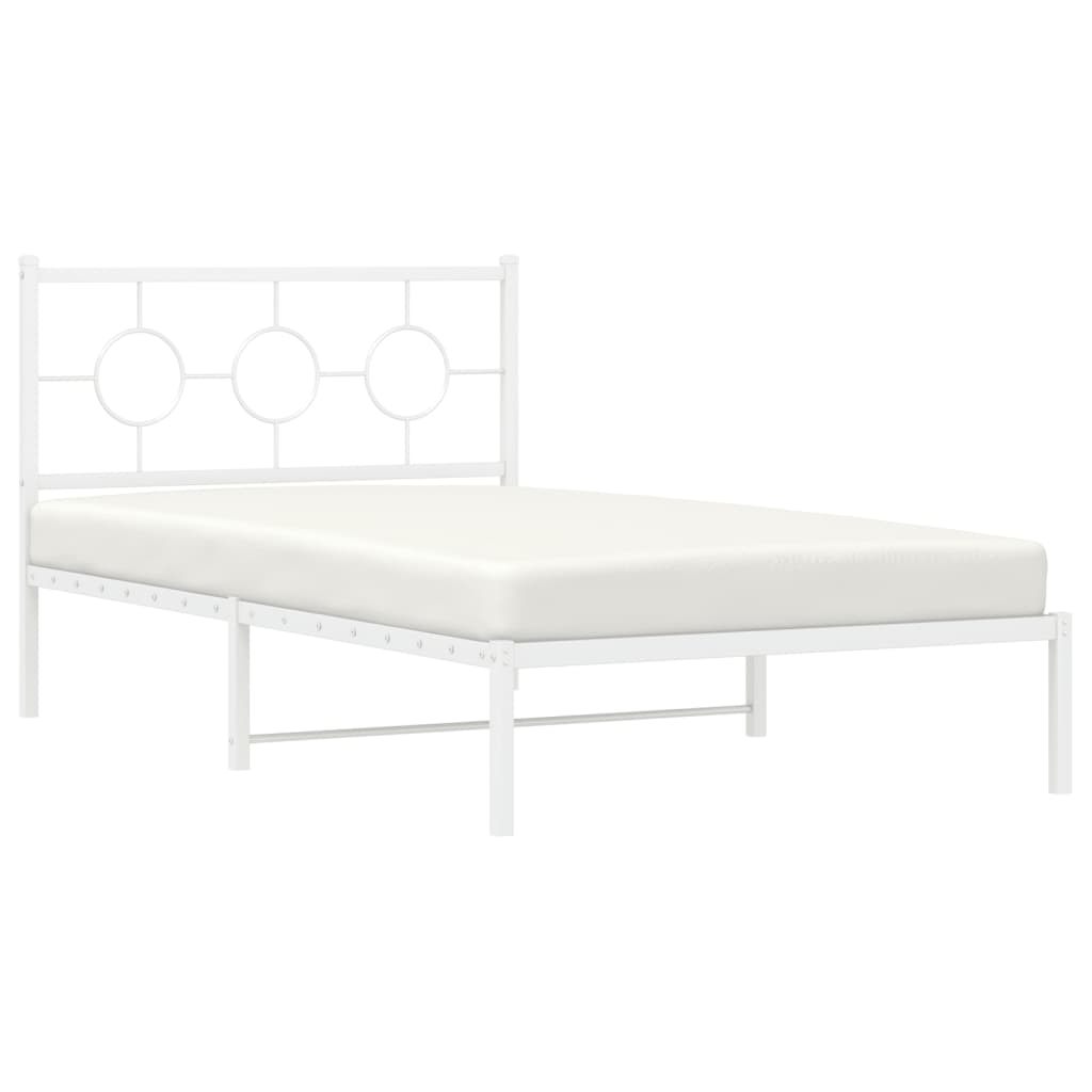 vidaXL Cadre de lit métal sans matelas et pied de lit blanc 107x203 cm