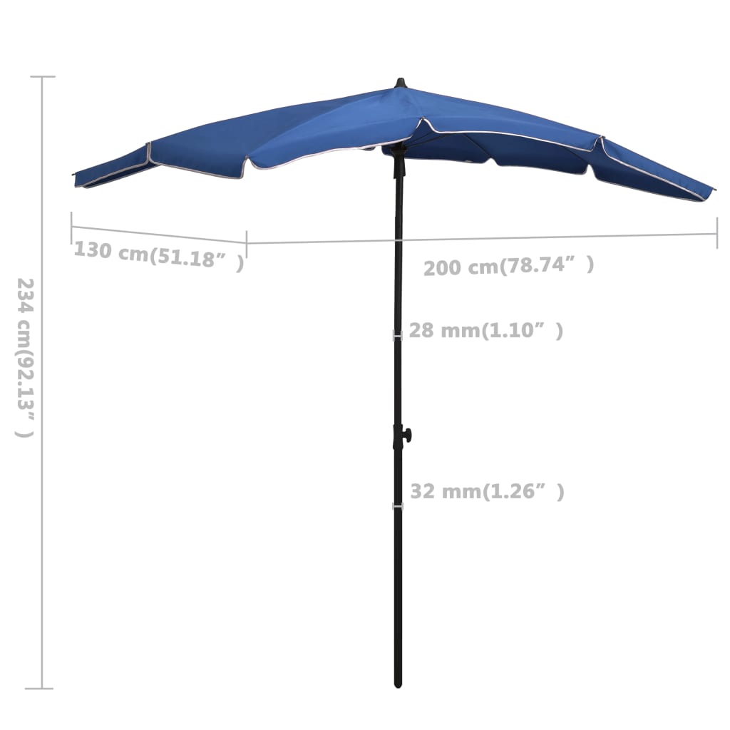 vidaXL Parasol de jardin avec mât 200x130 cm Bleu azuré