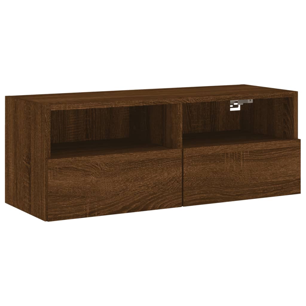 vidaXL Meuble TV mural chêne marron 80x30x30 cm bois d'ingénierie