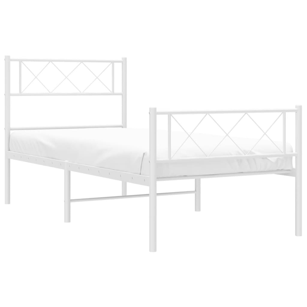 vidaXL Cadre de lit métal sans matelas et pied de lit blanc 100x200 cm