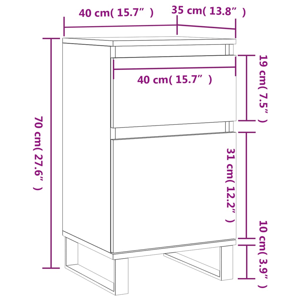 vidaXL Buffets 2 pcs sonoma gris 40x35x70 cm bois d'ingénierie