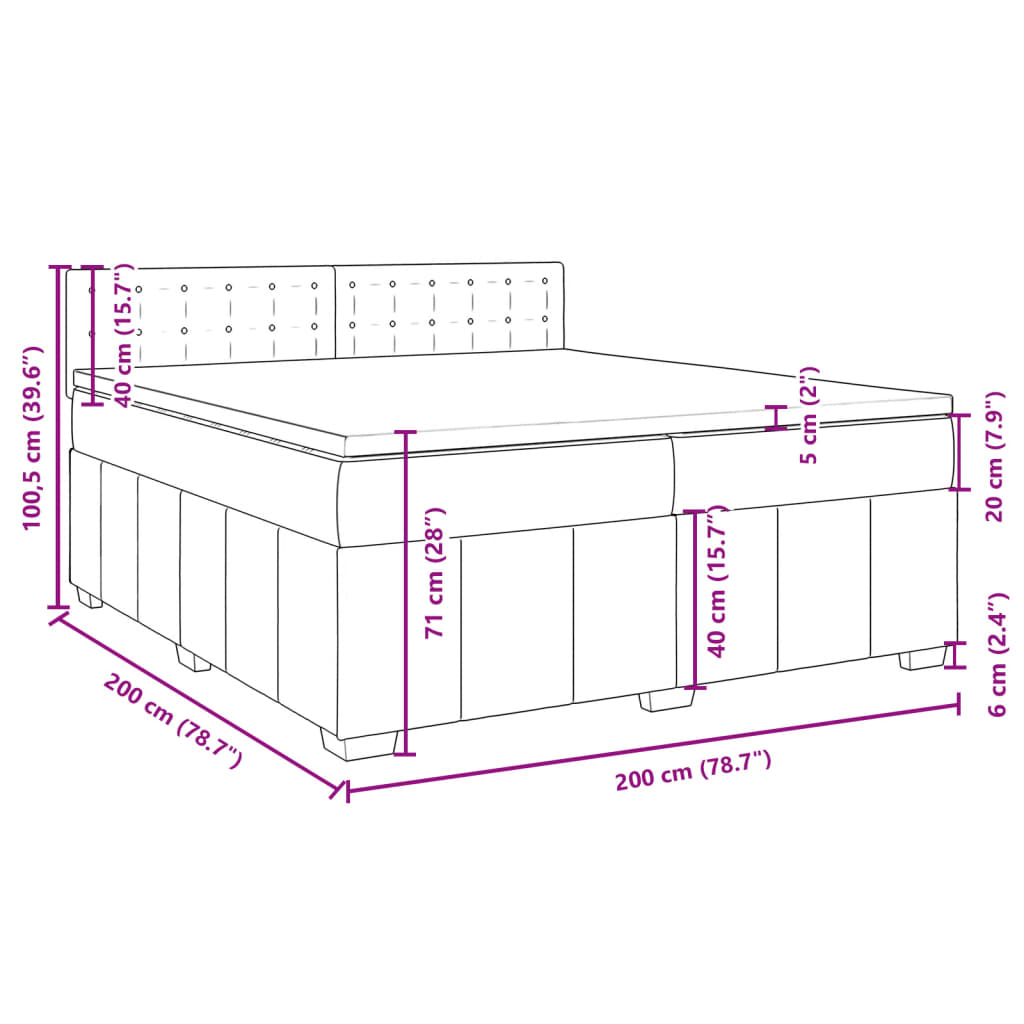 vidaXL Sommier à lattes de lit avec matelas Marron foncé 200x200 cm