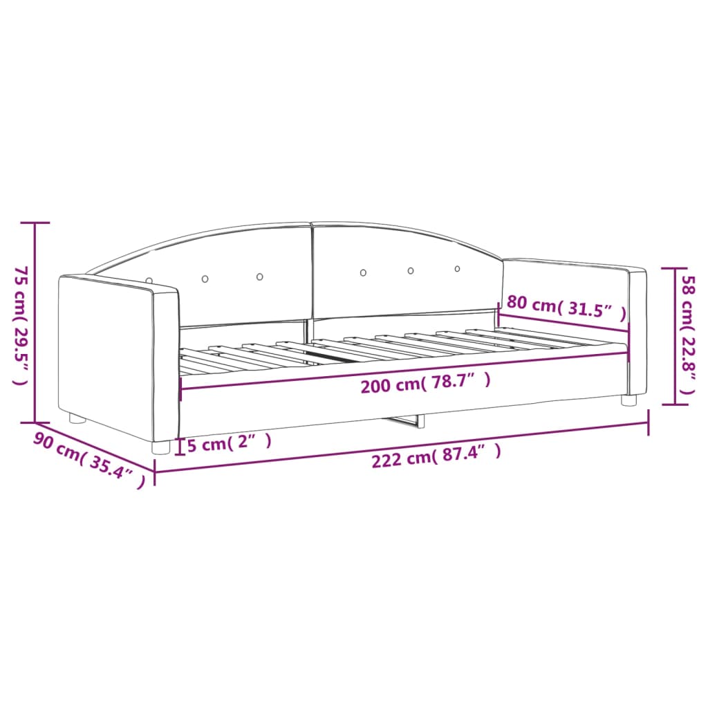 vidaXL Lit de repos sans matelas jaune 80x200 cm velours