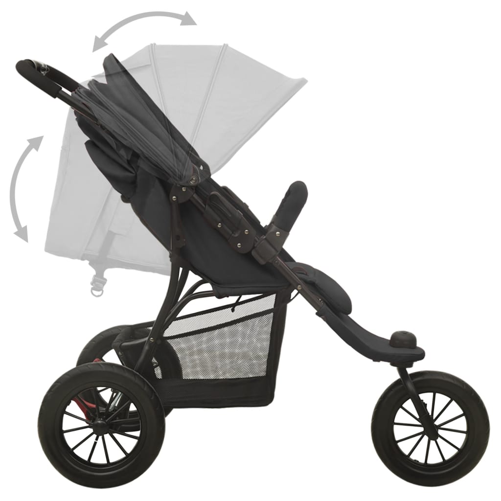 vidaXL Poussette pour bébé Anthracite Acier