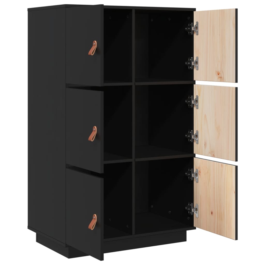 vidaXL Buffet haut Noir 67x40x108,5 cm Bois massif de pin