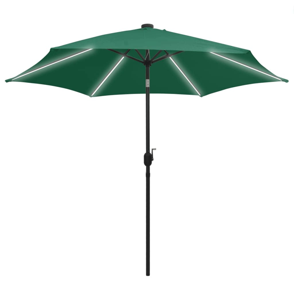 vidaXL Parasol de jardin avec lumières LED et mât en aluminium vert