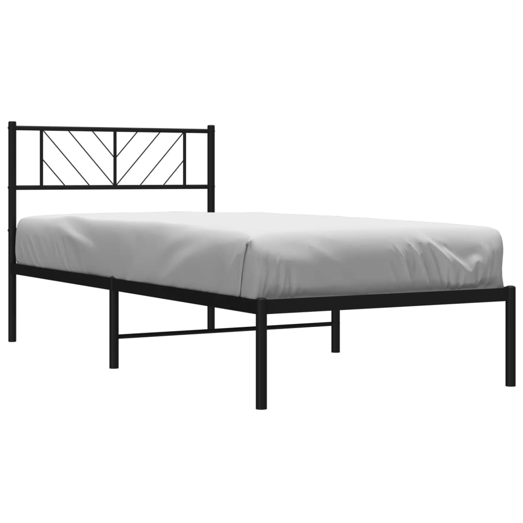 vidaXL Cadre de lit métal sans matelas avec tête de lit noir 100x190cm