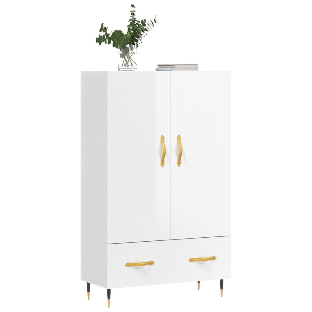 vidaXL Buffet haut blanc brillant 69,5x31x115 cm bois d'ingénierie