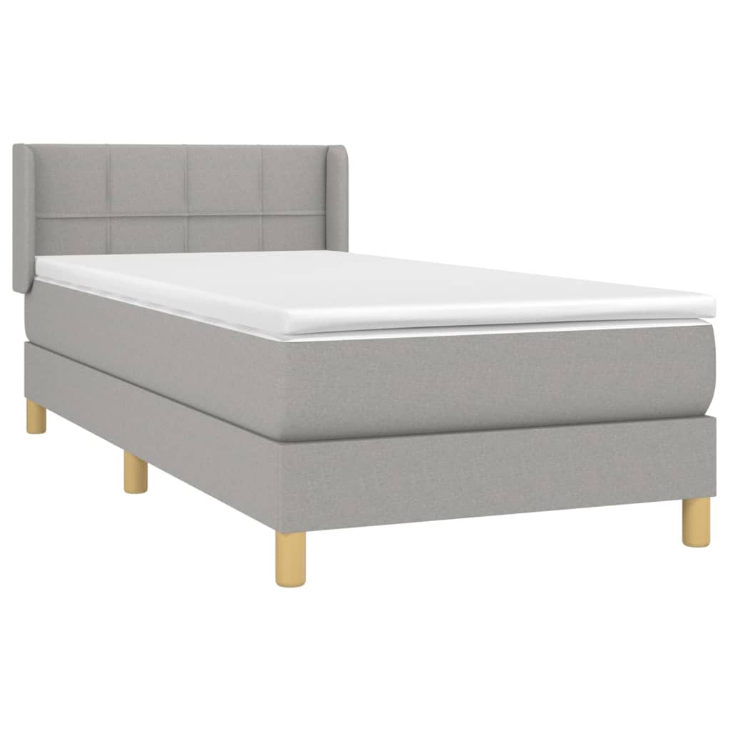 vidaXL Sommier à lattes de lit avec matelas Gris clair 90x200 cm Tissu