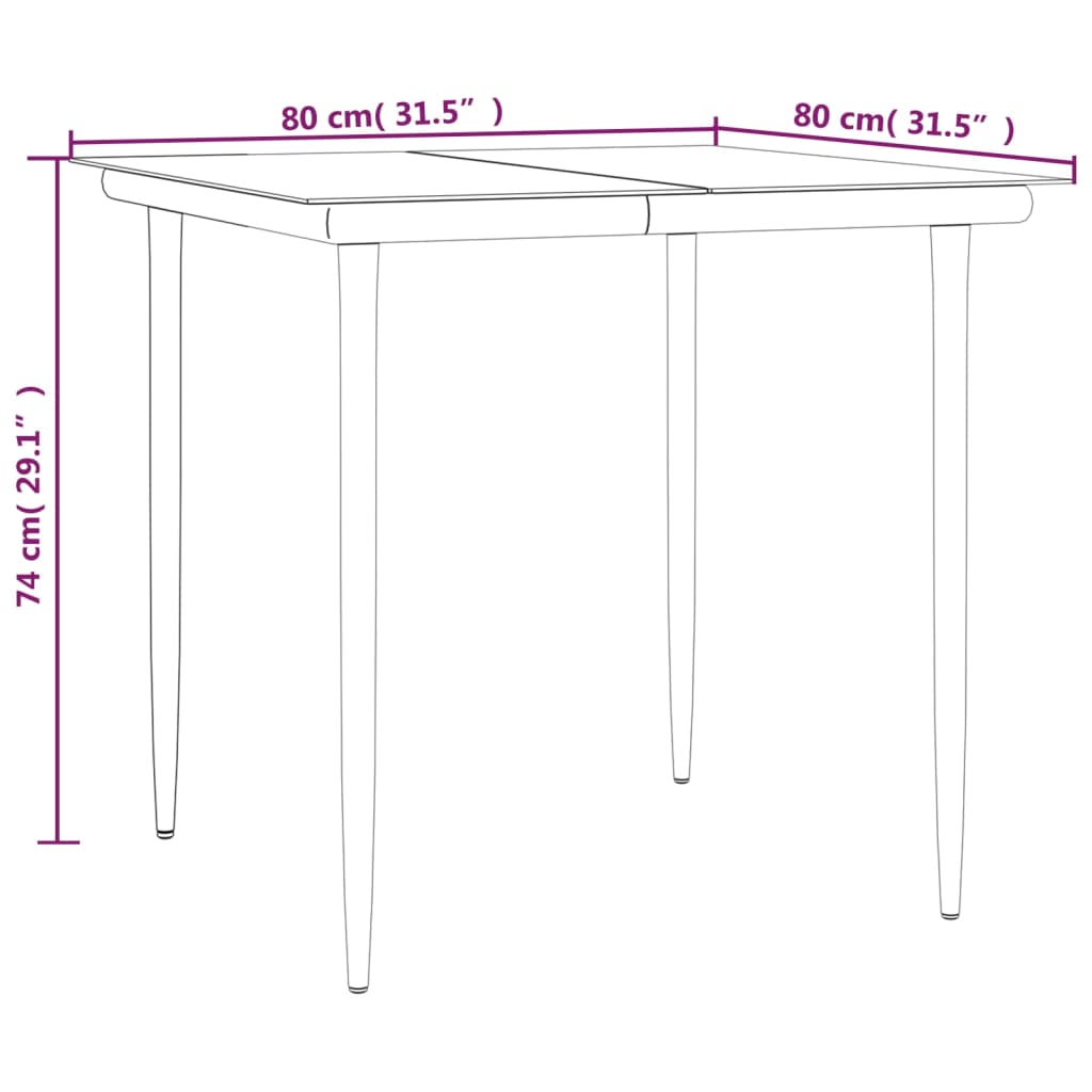 vidaXL Ensemble à manger de jardin 3 pcs noir résine tressée et acier