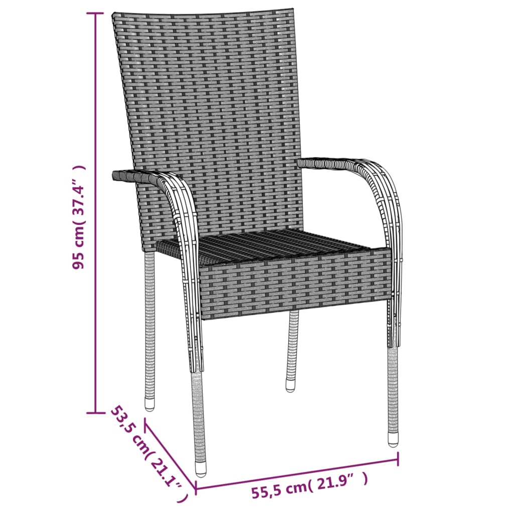 vidaXL Ensemble à manger de jardin 7 pcs Gris Résine tressée