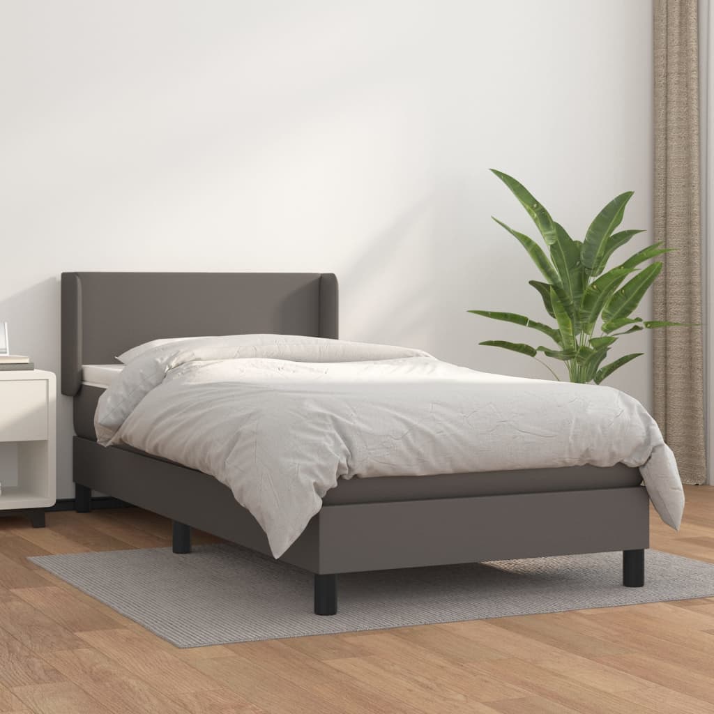 vidaXL Sommier à lattes de lit avec matelas Gris 90x190 cm Similicuir