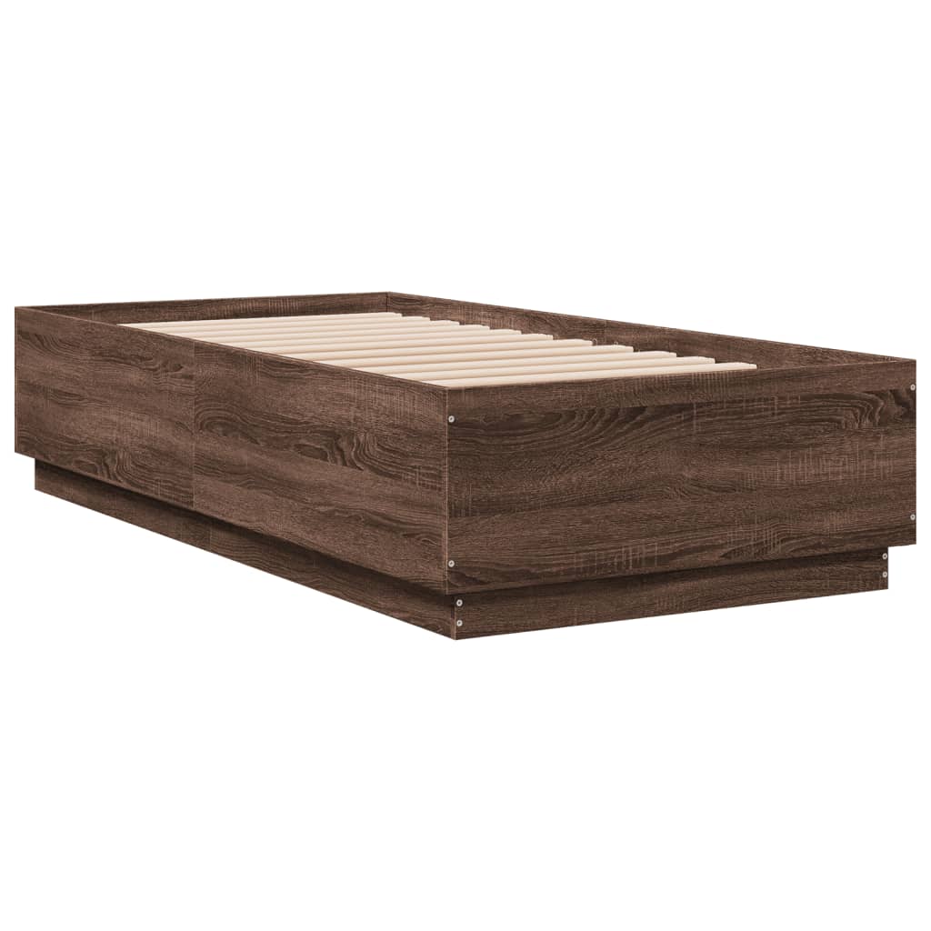 vidaXL Cadre de lit chêne marron 90x190 cm bois d'ingénierie