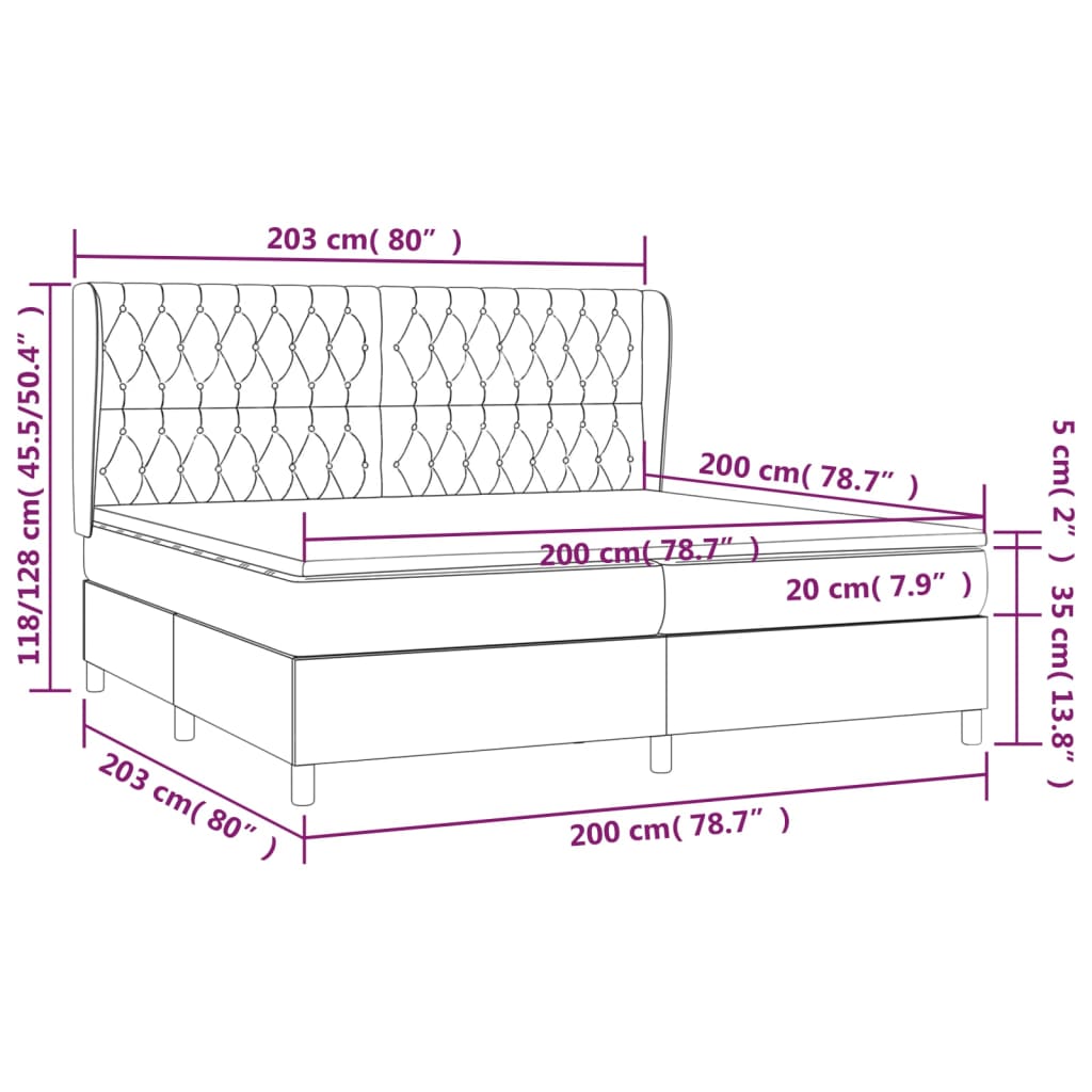 vidaXL Sommier à lattes de lit avec matelas Noir 200x200 cm Tissu