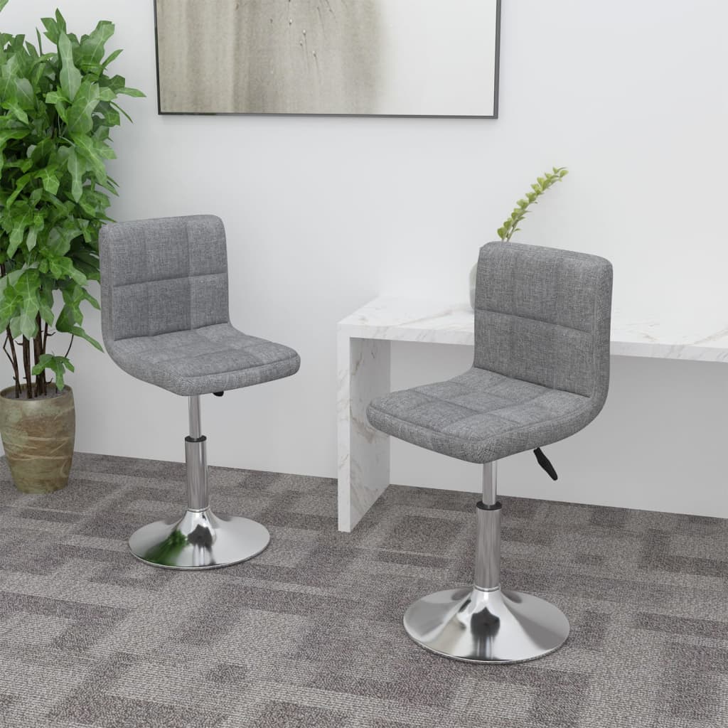 vidaXL Chaises pivotantes à manger lot de 2 gris clair tissu