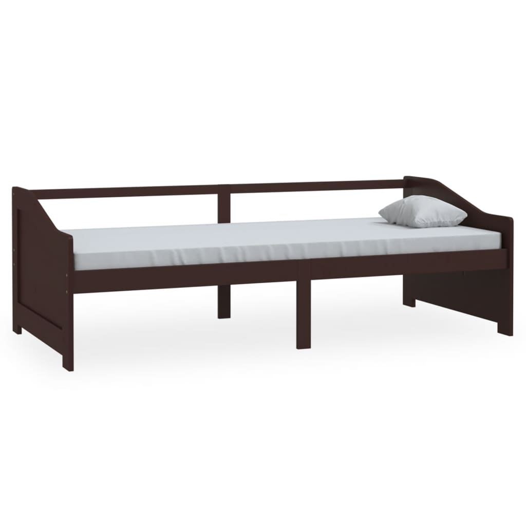 vidaXL Lit de repos 3 places sans matelas Marron foncé 90x200 cm