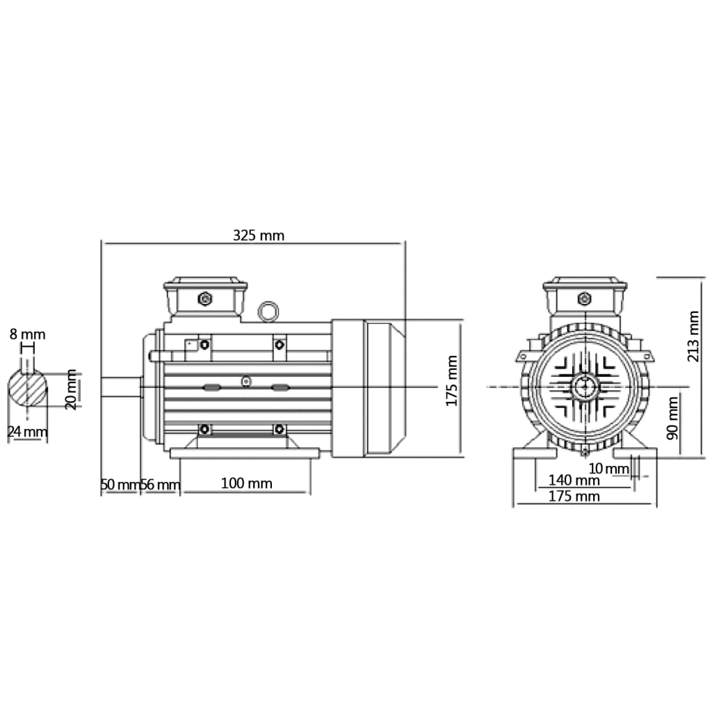 vidaXL Moteur électrique triphasé Aluminium 1,5kW/2 CH 2840 tr/min