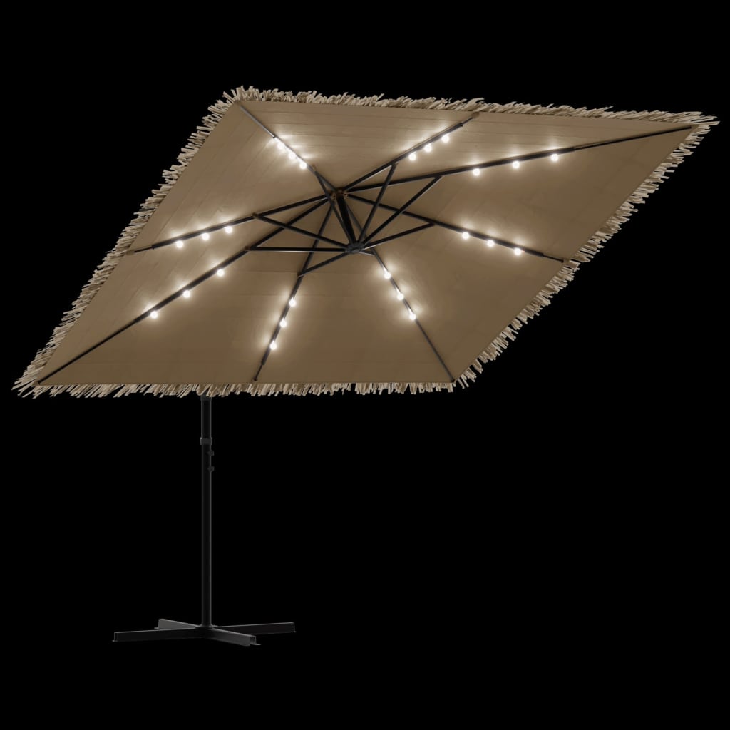 vidaXL Parasol de jardin avec LED et mât en acier marron 246x246x230cm