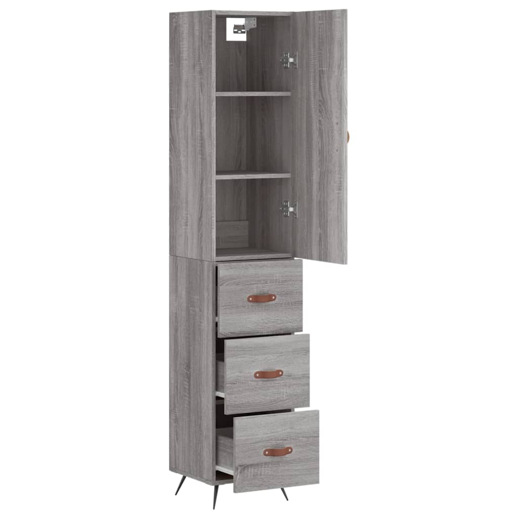 vidaXL Buffet haut Sonoma gris 34,5x34x180 cm Bois d'ingénierie