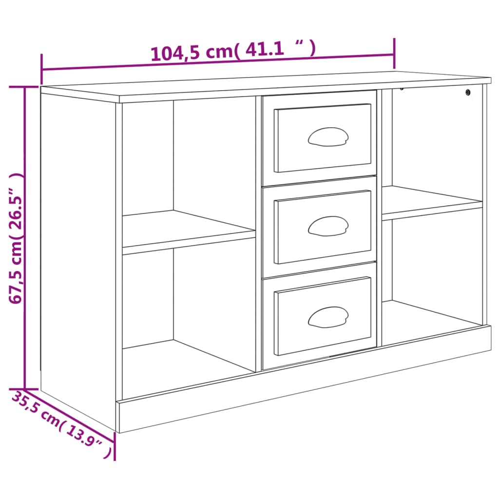 vidaXL Buffet gris béton 104,5x35,5x67,5 cm bois d'ingénierie