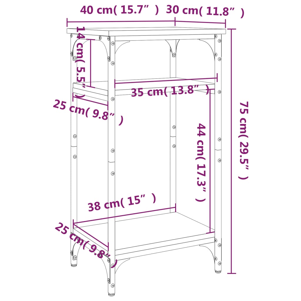 vidaXL Table d'appoint Noir 40x30x75 cm Bois d'ingénierie