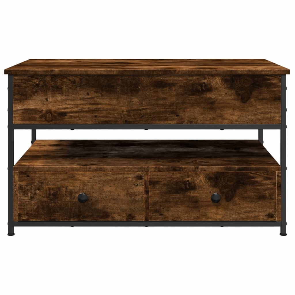 vidaXL Table basse chêne fumé 85x50x50 cm bois d'ingénierie et métal