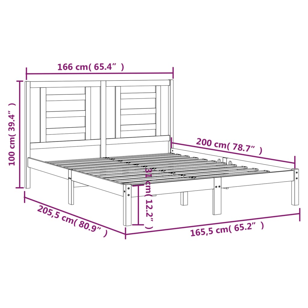 vidaXL Cadre de lit sans matelas blanc 160x200 cm bois de pin massif