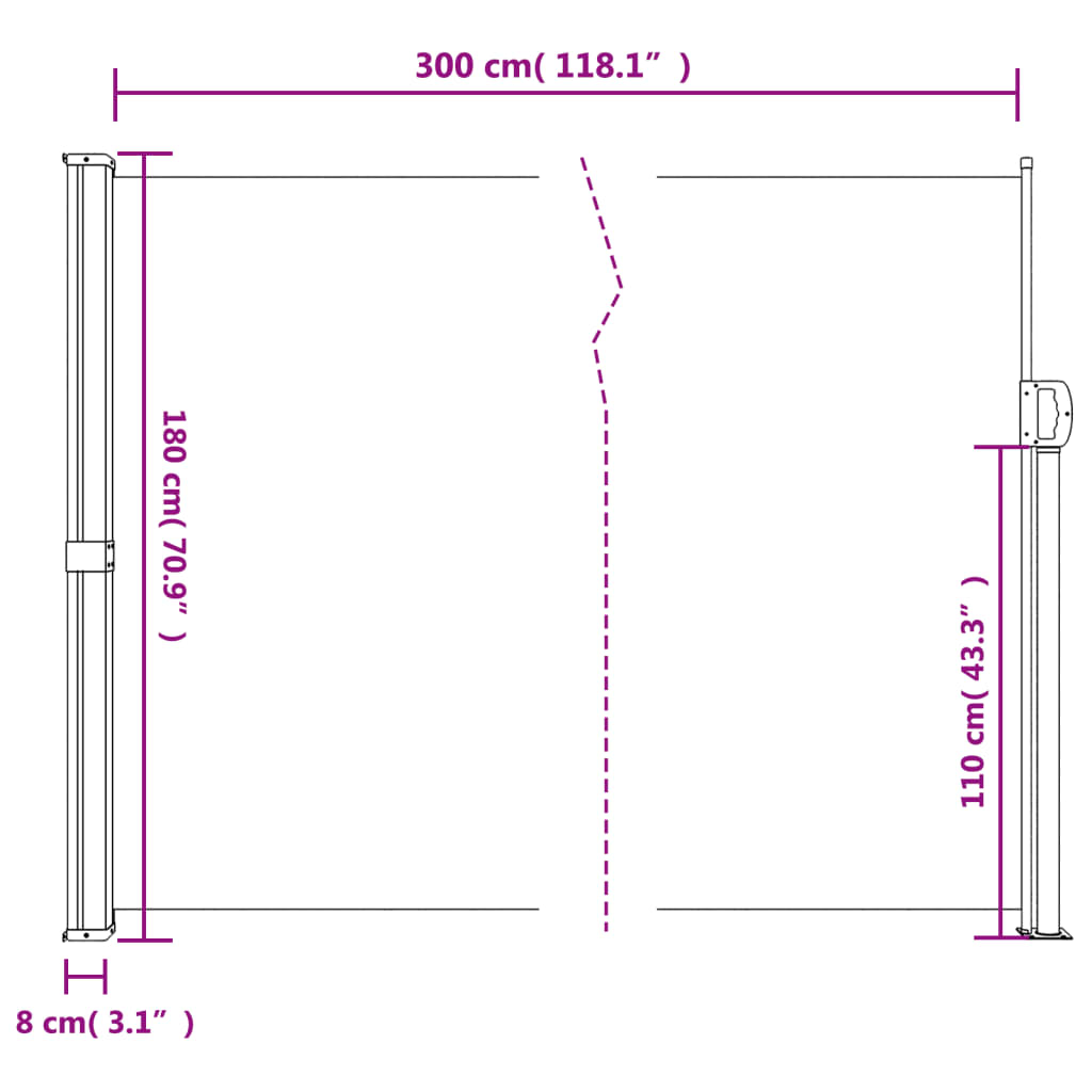 vidaXL Auvent latéral rétractable beige 180x300 cm