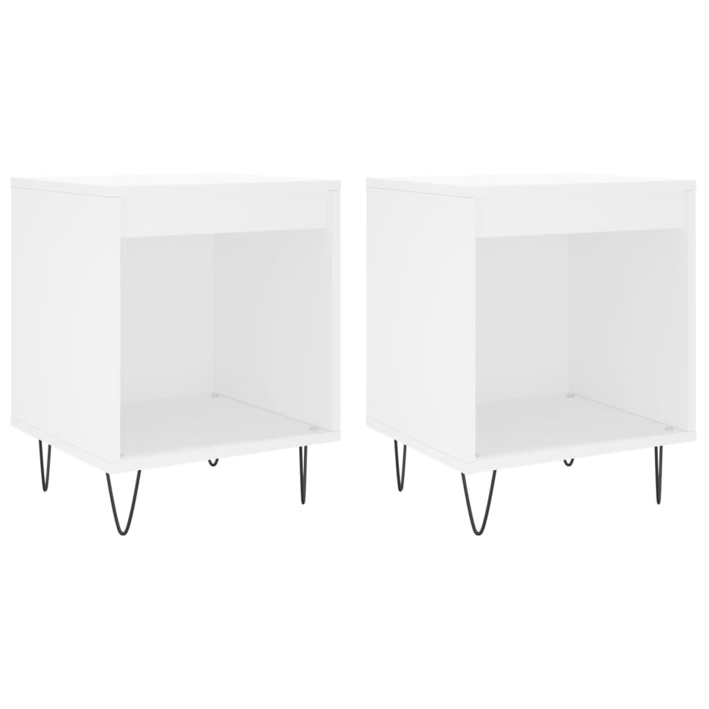 vidaXL Tables de chevet 2 pcs blanc 40x35x50 cm bois d’ingénierie