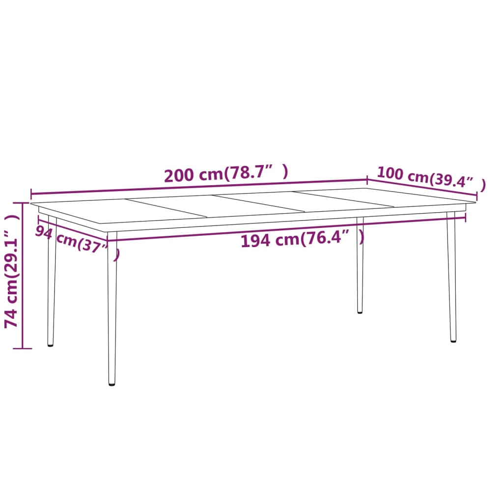 vidaXL Ensemble à manger de jardin 7 pcs Noir