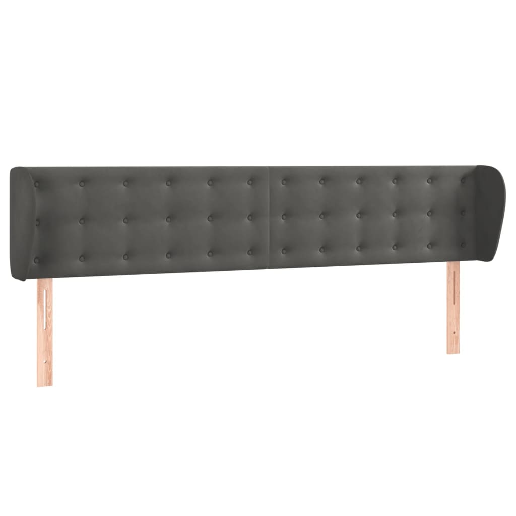 vidaXL Tête de lit avec oreilles Gris foncé 163x23x78/88 cm Velours