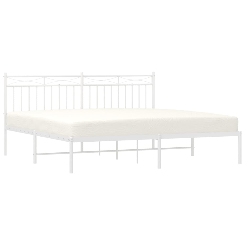 vidaXL Cadre de lit métal sans matelas et tête de lit blanc 183x213 cm