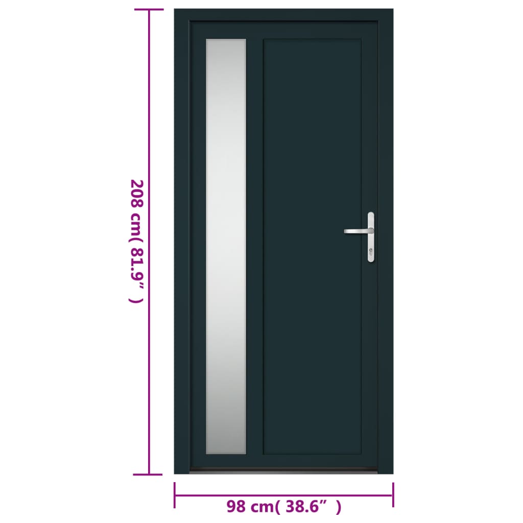 vidaXL Porte d'entrée anthracite 98x208 cm PVC