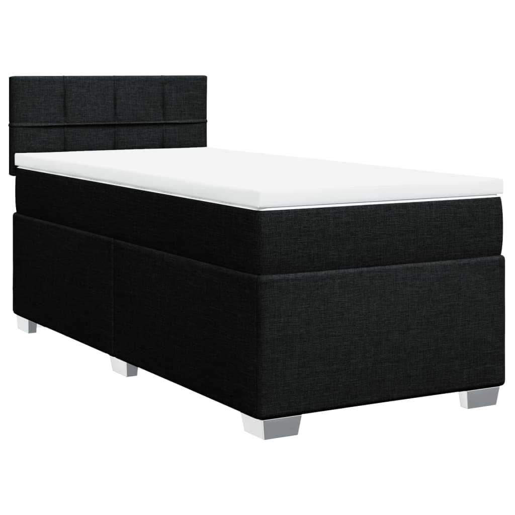 vidaXL Sommier à lattes de lit avec matelas Noir 90x190 cm Tissu