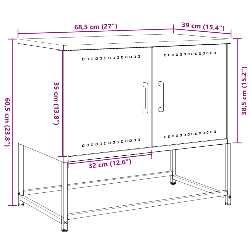 vidaXL Meuble TV vert olive 68,5x39x60,5 cm acier