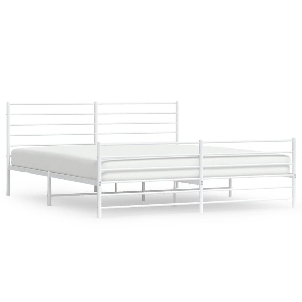 vidaXL Cadre de lit métal sans matelas et pied de lit blanc 180x200 cm