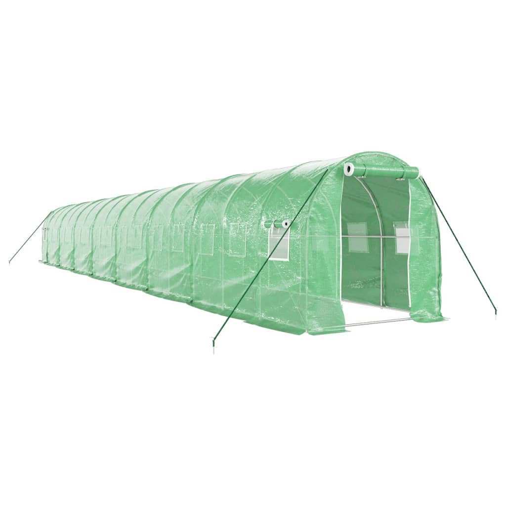 vidaXL Serre avec cadre en acier vert 32 m² 16x2x2 m