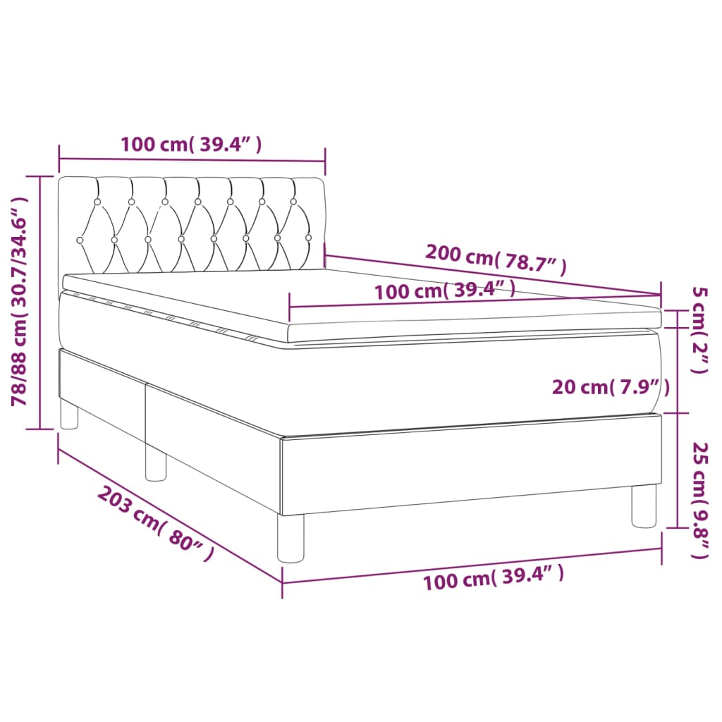 vidaXL Sommier à lattes de lit avec matelas Vert foncé 100x200 cm