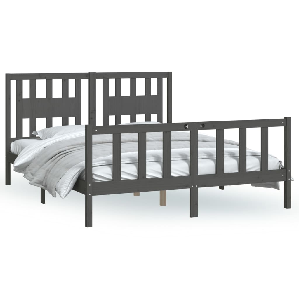 vidaXL Cadre de lit sans matelas gris bois de pin massif