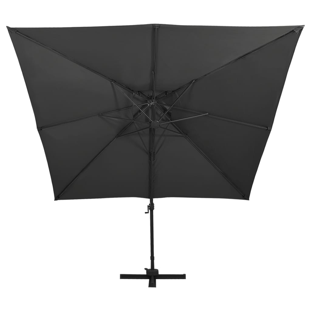 vidaXL Parasol de jardin en porte-à-faux avec double toit noir