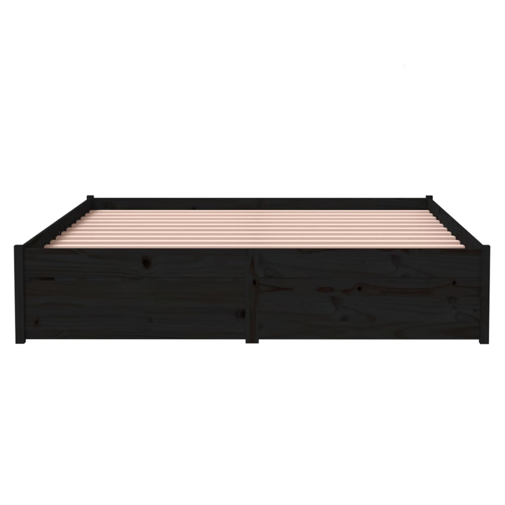 vidaXL Cadre de lit sans matelas noir bois massif 140x190 cm