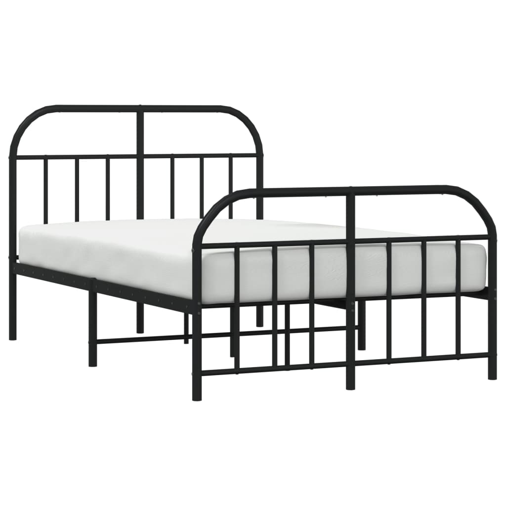 vidaXL Cadre de lit métal sans matelas avec pied de lit noir 120x190cm