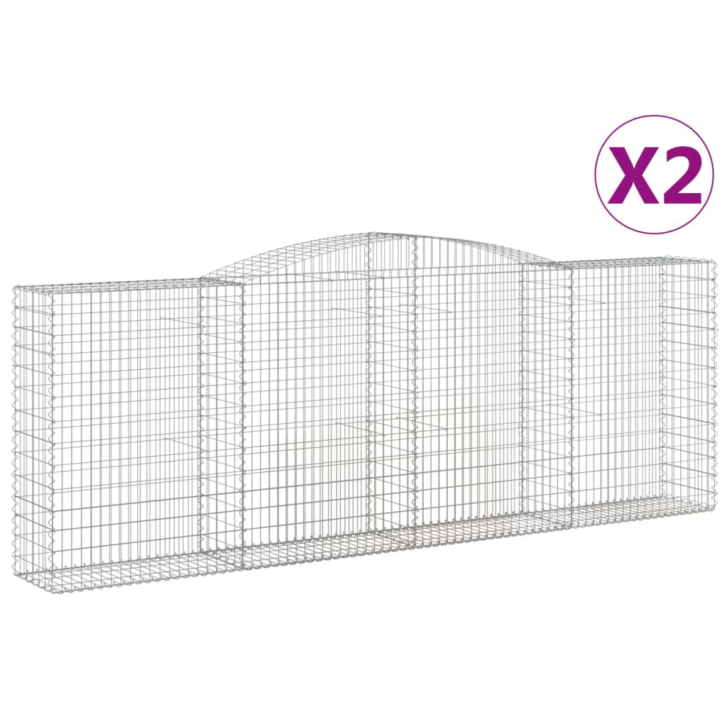 vidaXL Paniers à gabions arqués 2 pcs 400x50x140/160 cm Fer galvanisé