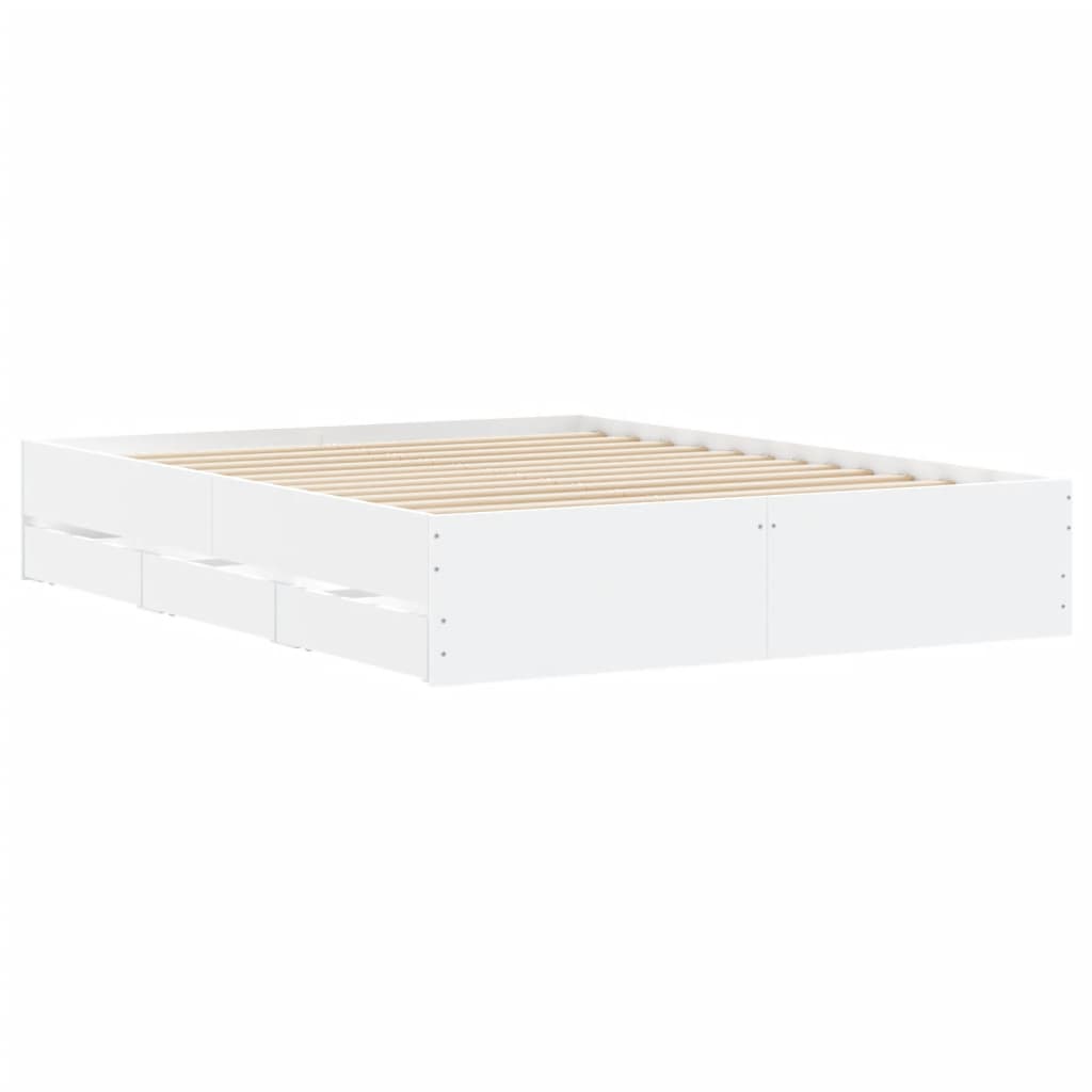 vidaXL Cadre de lit avec tiroirs sans matelas blanc 140x190 cm