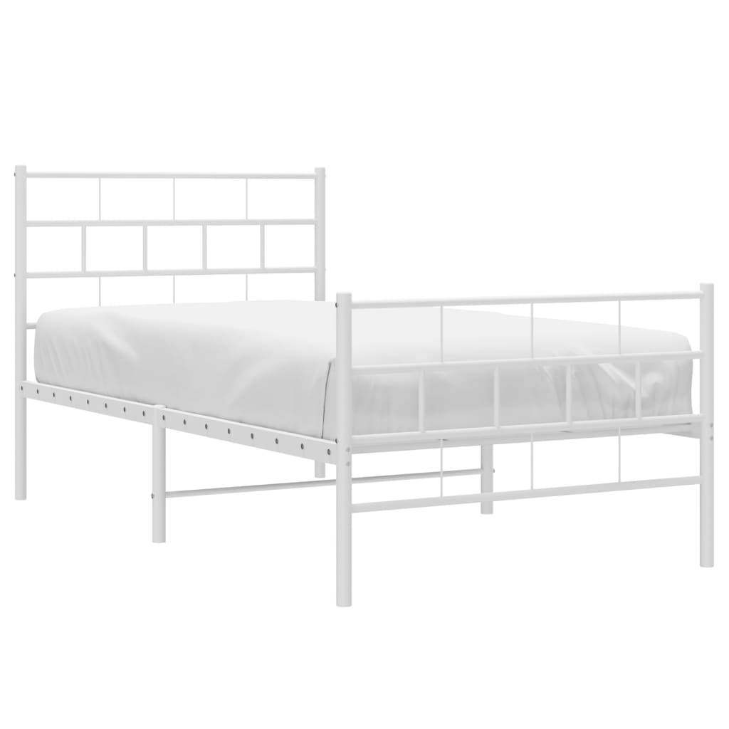 vidaXL Cadre de lit métal sans matelas et pied de lit blanc 100x200 cm