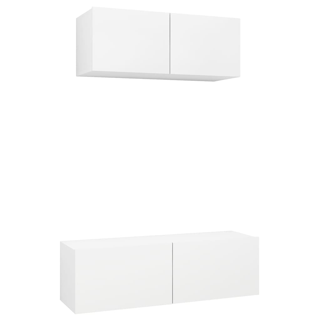 vidaXL Ensemble de meubles TV 2 pcs Blanc Bois d'ingénierie