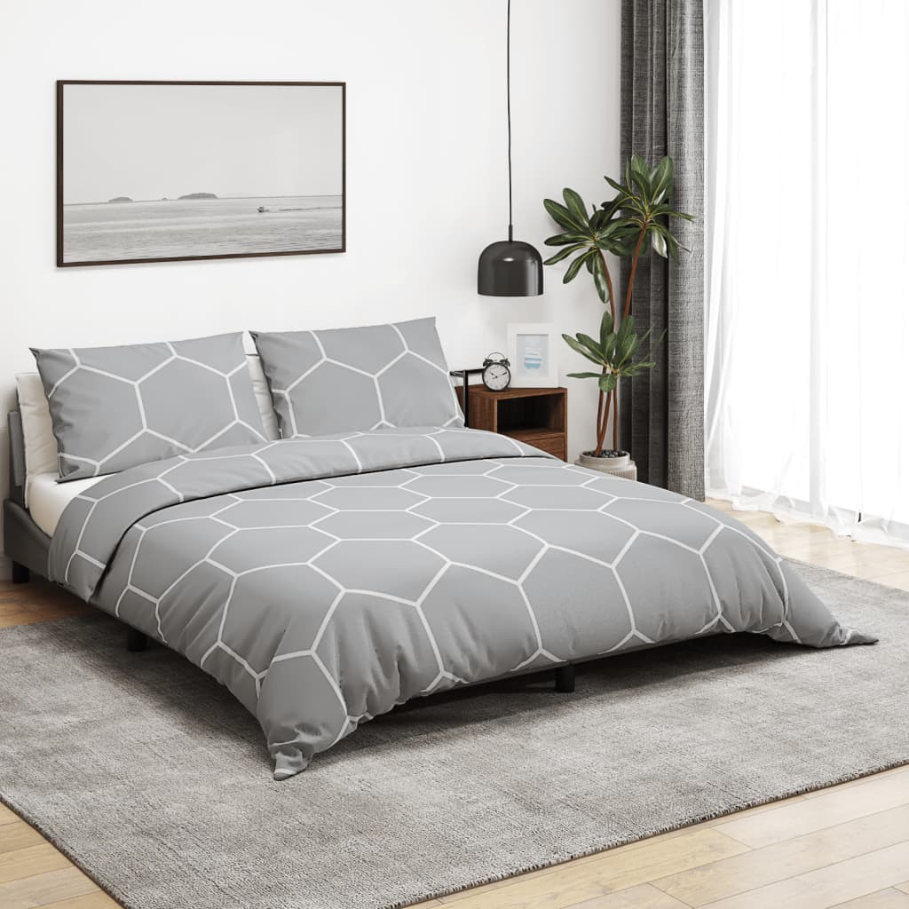 vidaXL Ensemble de housse de couette Gris 200x200 cm Coton