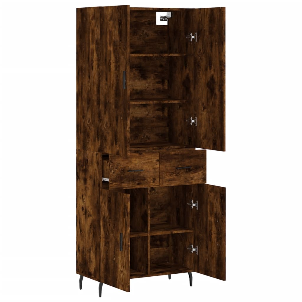 vidaXL Buffet haut Chêne fumé 69,5x34x180 cm Bois d'ingénierie