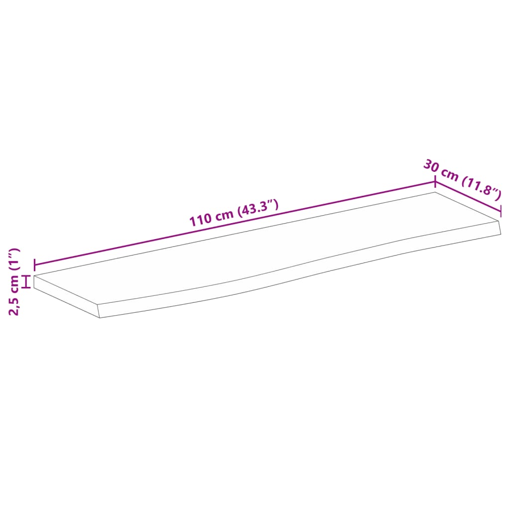 vidaXL Dessus de table à bord vivant 110x30x2,5cm bois massif manguier