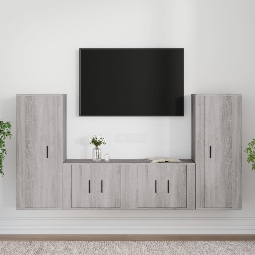 vidaXL Ensemble de meubles TV 4 pcs Sonoma gris Bois d'ingénierie